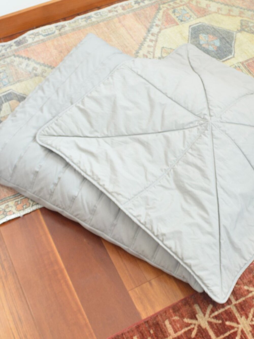 light gray lambwolf collective dog bed and blanket large